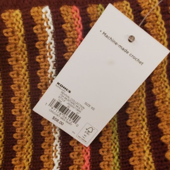 NWT SO Goods for Life Women's Skirt XS Brown Orange Crochet Knit Midi Boho - Picture 12 of 16